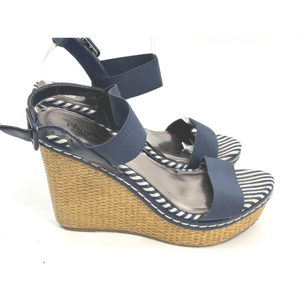 Charles David Navy Espadrille Wedges Coastal Chic Resort Sandals 8.5 - Picture 5 of 11